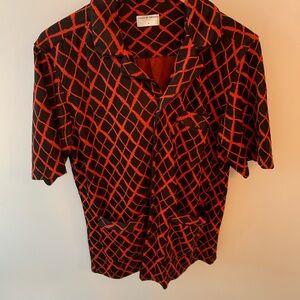 Tiger of Sweden Red & Black Patterned Short-Sleeve Shirt